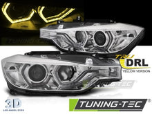 Carica l&#39;immagine nel visualizzatore di Gallery, Fari Anteriori ANGEL EYES YELLOW LED DRL CHROME per BMW Serie 3 F30/F31 11-15