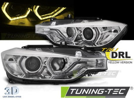 Fari Anteriori ANGEL EYES YELLOW LED DRL CHROME per BMW Serie 3 F30/F31 11-15