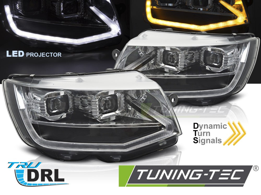 Fari Anteriori Cromati Tube Light DRL per Volkswagen T6 2015-2019