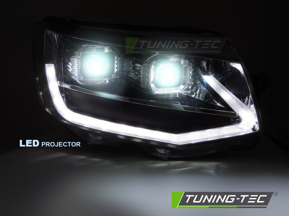 Fari Anteriori Cromati Tube Light DRL per Volkswagen T6 2015-2019