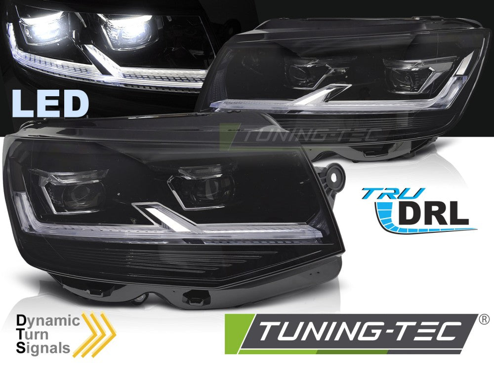 Fari Anteriori Neri DRL Sequenziali per Volkswagen T6 2015-2019