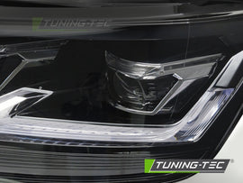 Fari Anteriori Full LED DRL Sequenziali Neri per Volkswagen T6 2015-2019 – Coppia (omologati E9 + ECE-R87)