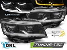 Carica l'immagine nel visualizzatore di Gallery, Fari Anteriori Neri DRL Sequenziali per Volkswagen T6.1 2020-2024