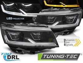 Fari Anteriori Full LED DRL Sequenziali Neri per Volkswagen T6, T6.1 2020-2024 – Coppia