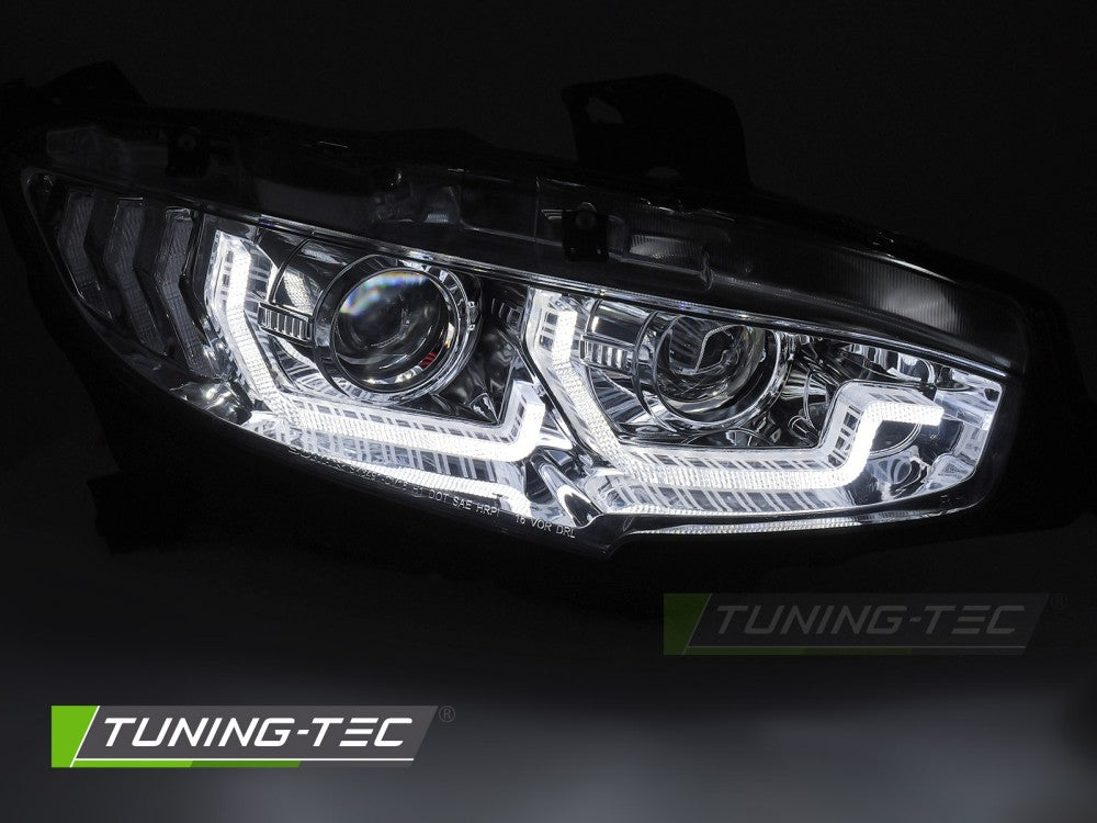 Fari Anteriori Cromati DRL Sequenziali per Honda Civic X 2016-2021