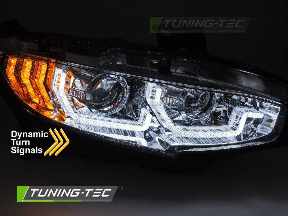 Fari Anteriori Cromati DRL Sequenziali per Honda Civic X 2016-2021