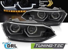 Carica l'immagine nel visualizzatore di Gallery, Fari Anteriori Neri DRL Sequenziali per Volkswagen Polo (Mk6) 2017-2021