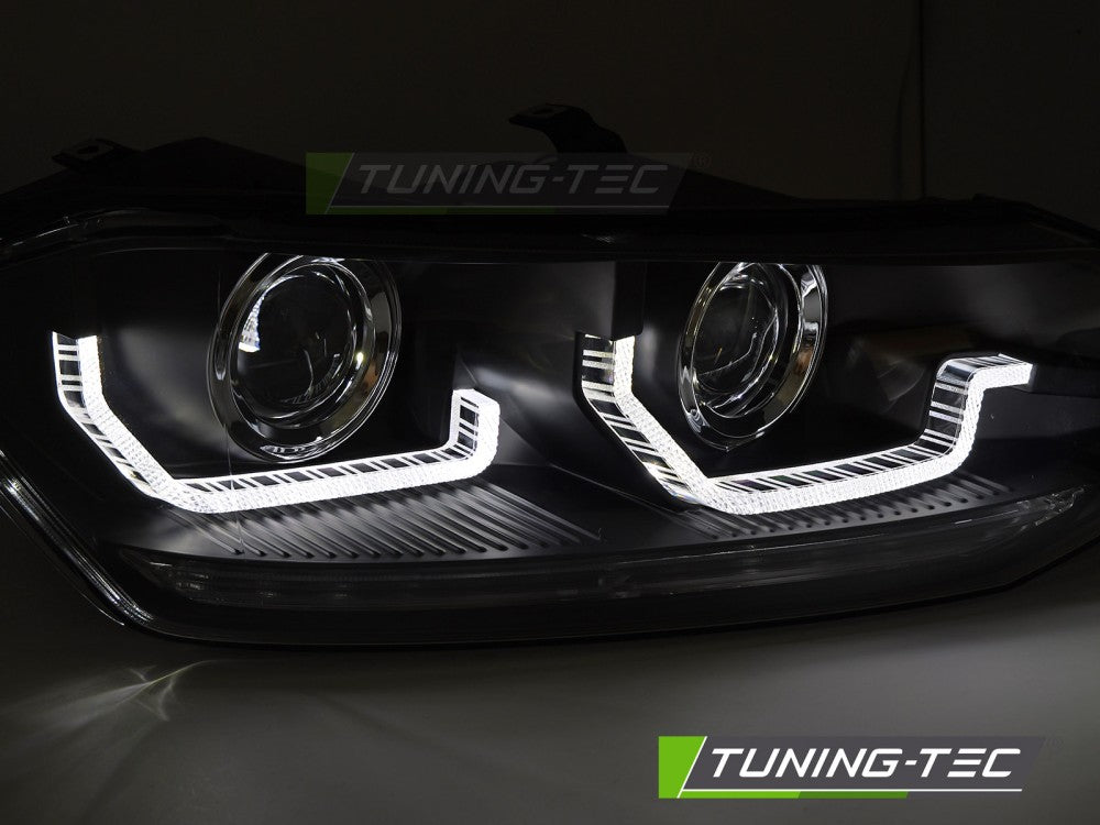Fari Anteriori Neri DRL Sequenziali per Volkswagen Polo (Mk6) 2017-2021