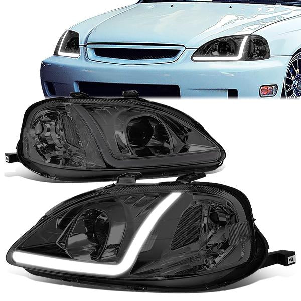 Fari Anteriori LED SK-Import Cromati Lente Fumé Honda Civic EK EJ Facelift Phase 2