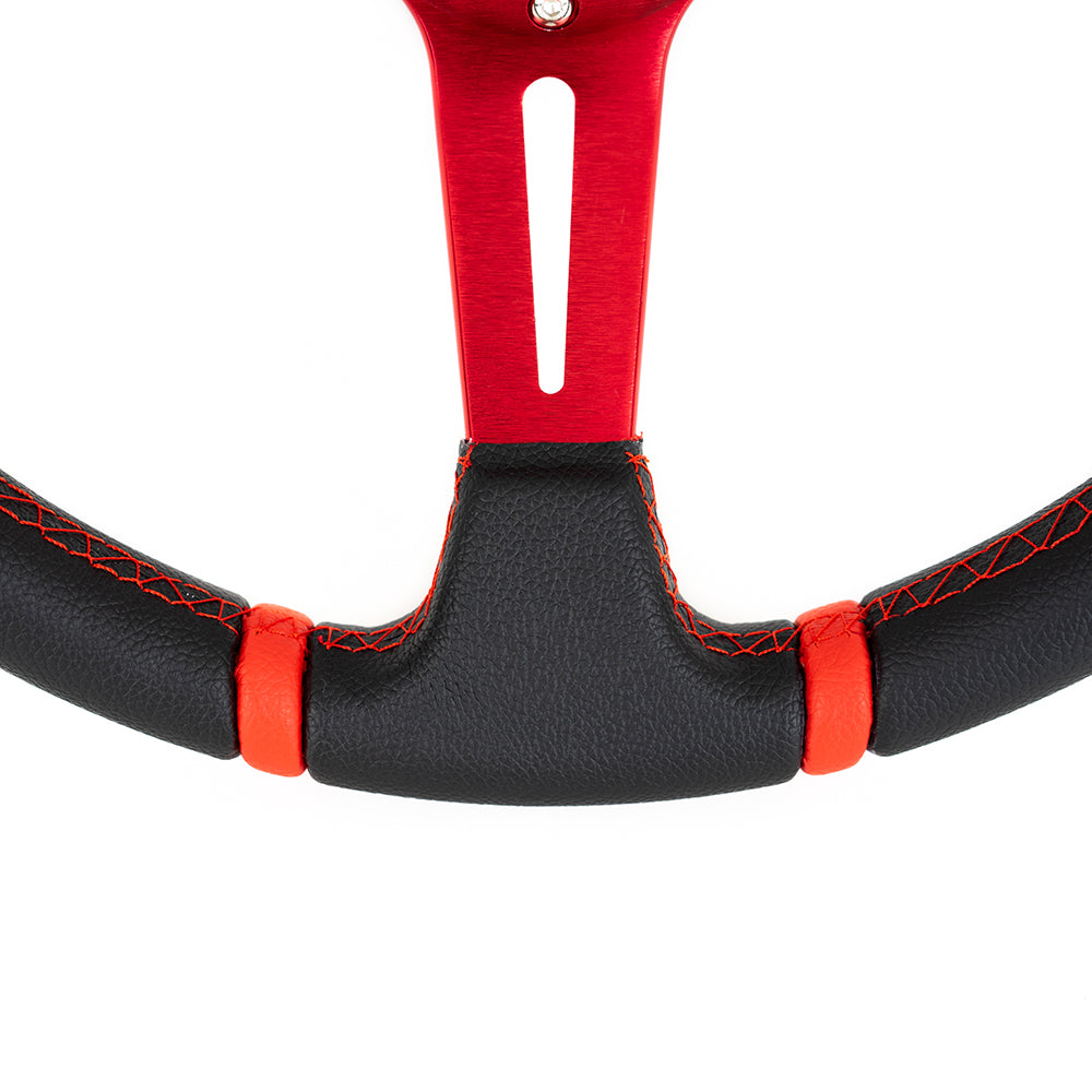 Volante Sportivo Corona Profonda SK-Import Rosso 350mm 90mm Vinile - foto 3