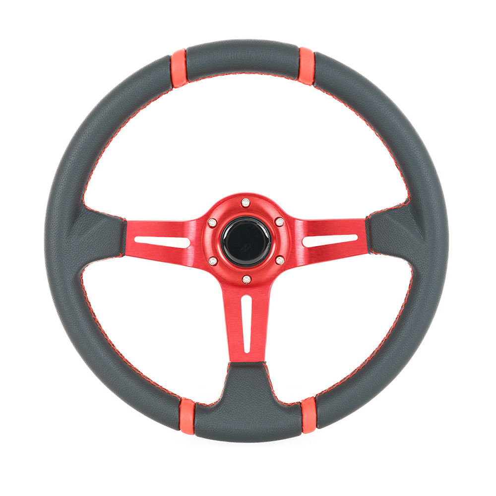 Volante Sportivo Corona Profonda SK-Import Rosso 350mm 90mm Vinile - foto 2