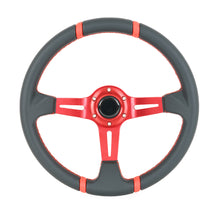 Carica l'immagine nel visualizzatore di Gallery, Volante Sportivo Corona Profonda SK-Import Rosso 350mm 90mm Vinile - foto 2