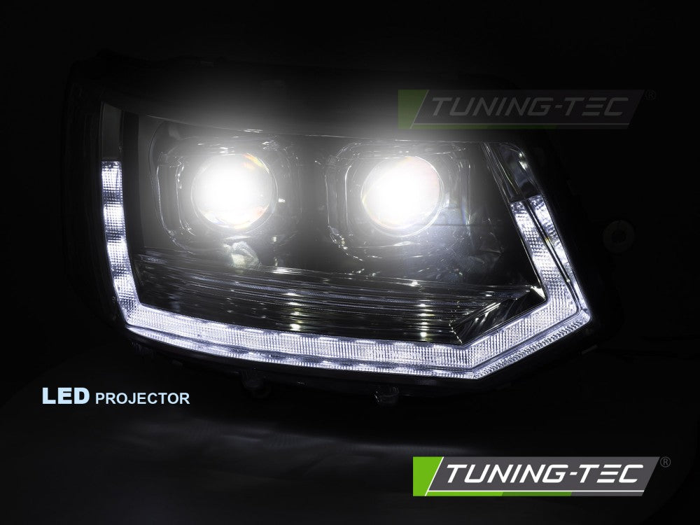 Fari Anteriori Cromati Tube Light DRL per Volkswagen T5 2010-2015