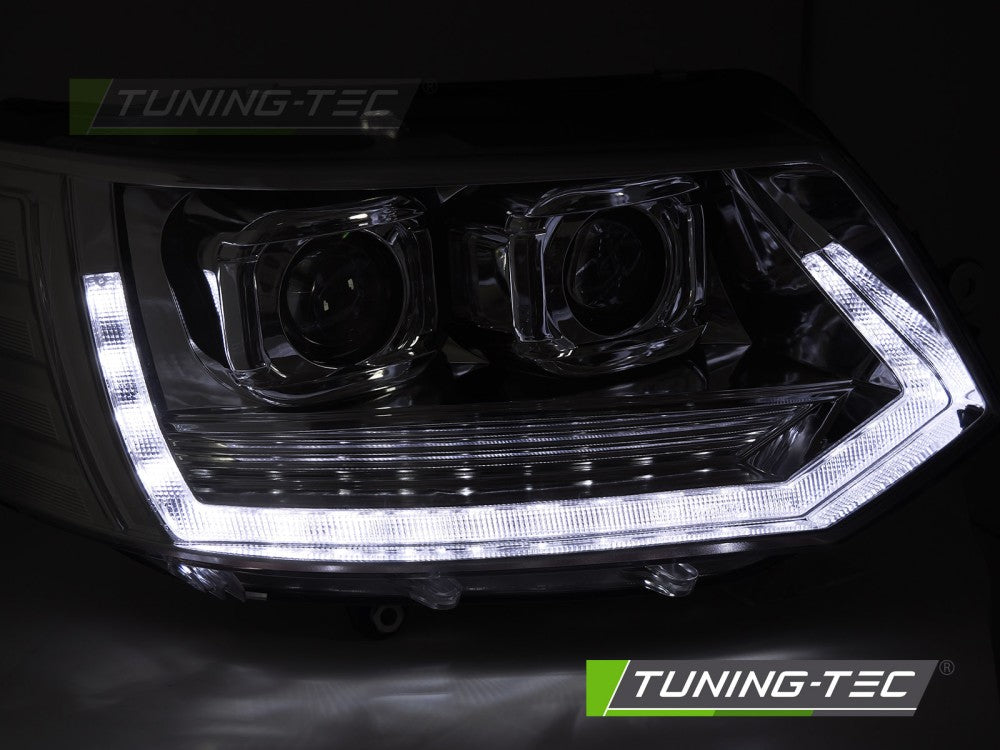Fari Anteriori Cromati Tube Light DRL per Volkswagen T5 2010-2015