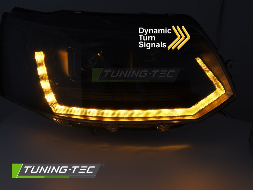 Fari Anteriori Neri Tube Light DRL per Volkswagen T5 2010-2015