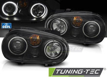 Carica l'immagine nel visualizzatore di Gallery, Fari Anteriori Neri Angel Eyes per Volkswagen Golf (Mk4) 1997-2003