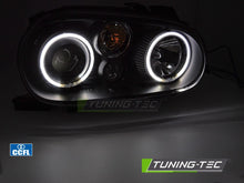 Carica l'immagine nel visualizzatore di Gallery, Fari Anteriori Neri Angel Eyes per Volkswagen Golf (Mk4) 1997-2003
