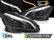 Carica l'immagine nel visualizzatore di Gallery, Fari Anteriori Neri Lucidi DRL Sequenziali per Mercedes Classe C (W204) 2011-2014
