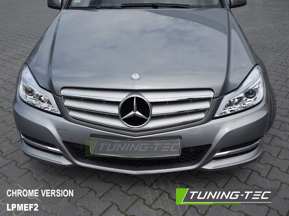 Fari Anteriori Neri Lucidi DRL Sequenziali per Mercedes Classe C (W204) 2011-2014