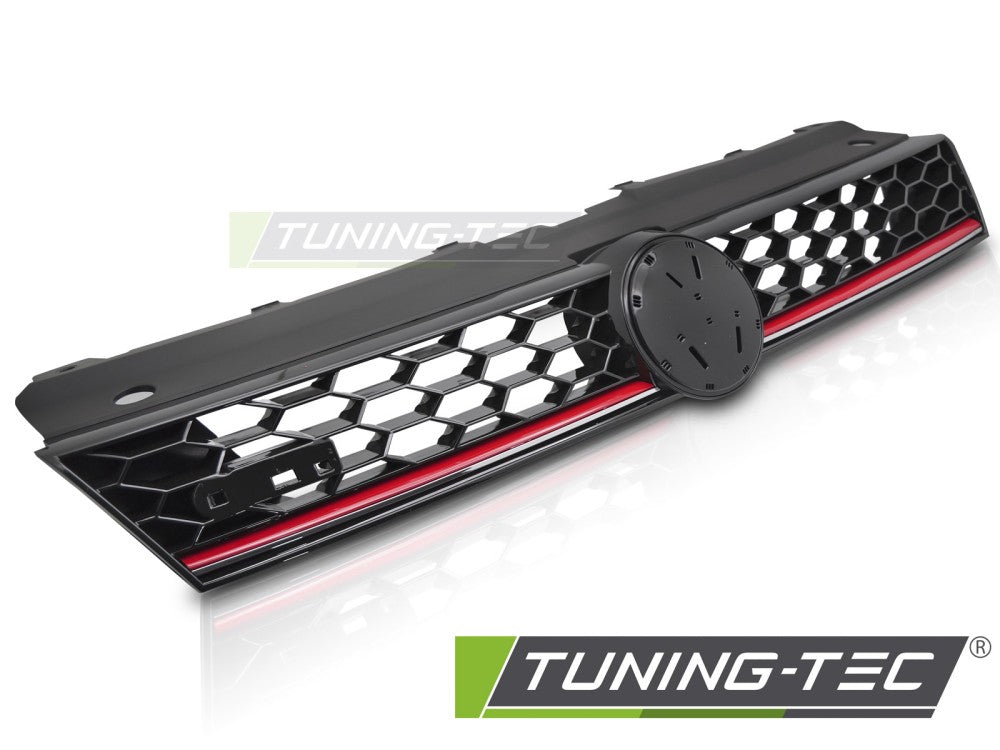 Griglia Sportiva Nera Lucida Rossa per Volkswagen Polo (Mk5) 2009-2017