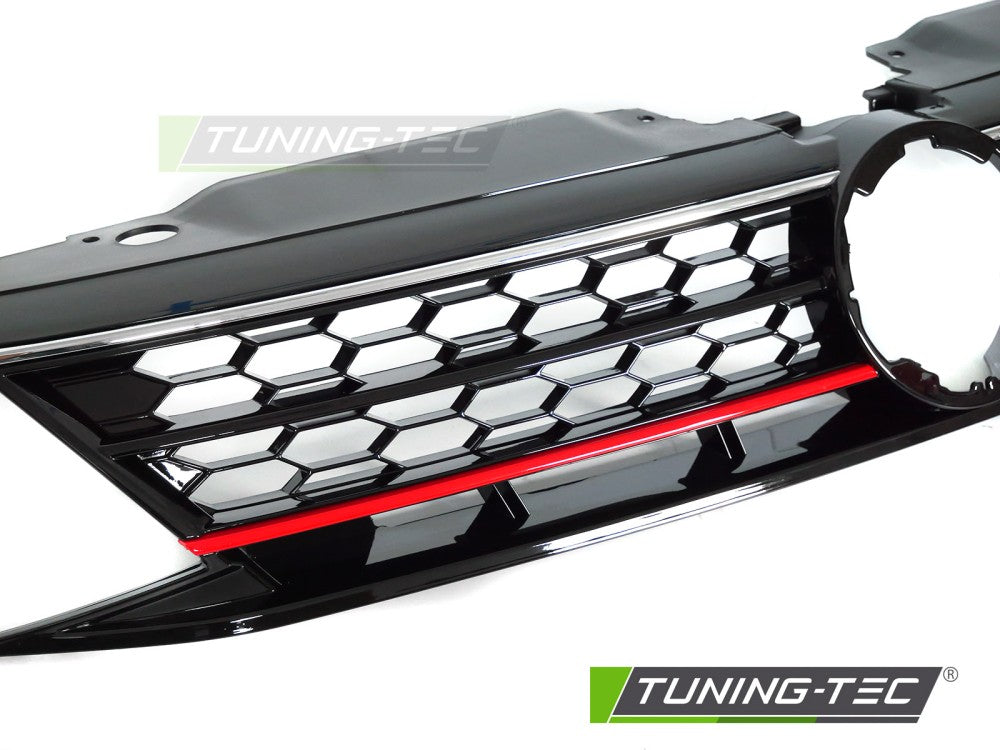 Griglia Sportiva Nera Lucida Cromata Rossa per Volkswagen Jetta VI 2014-2018