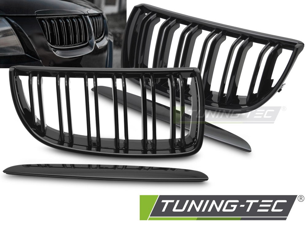 Griglia Sportiva Nera Lucida Doppia Barra per BMW Serie 3 (E90 / E91) 2005-2008