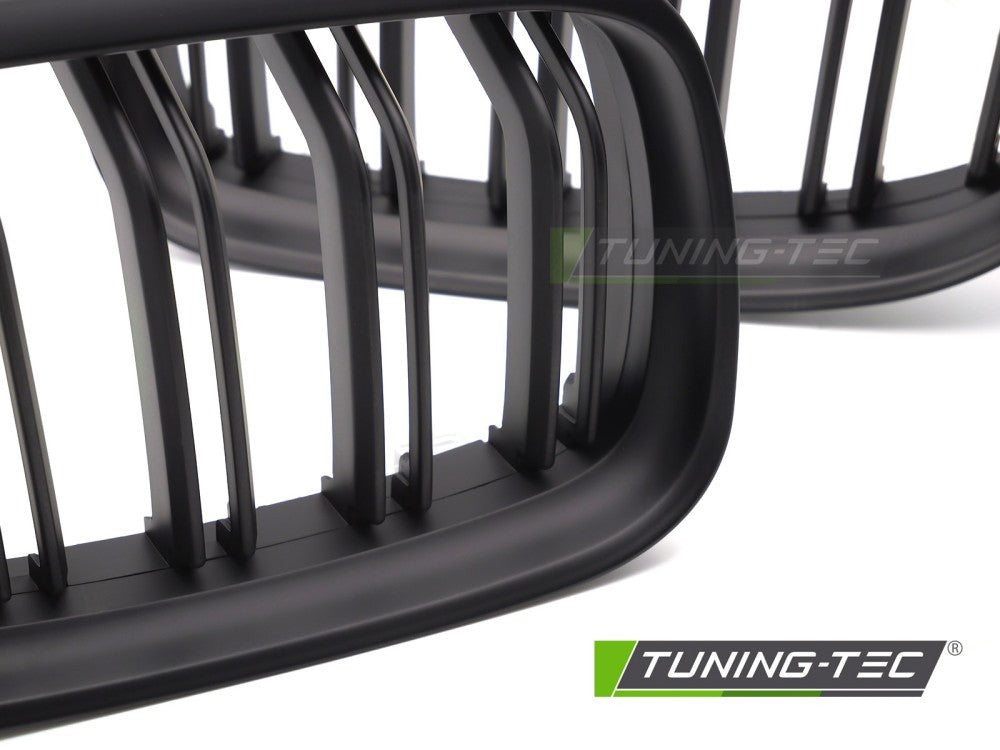 Griglia Doppia Barra Nera Opaca per BMW Serie 3 (E90 / E91 Facelift) 2009-2011 Berlina, Station Wagon