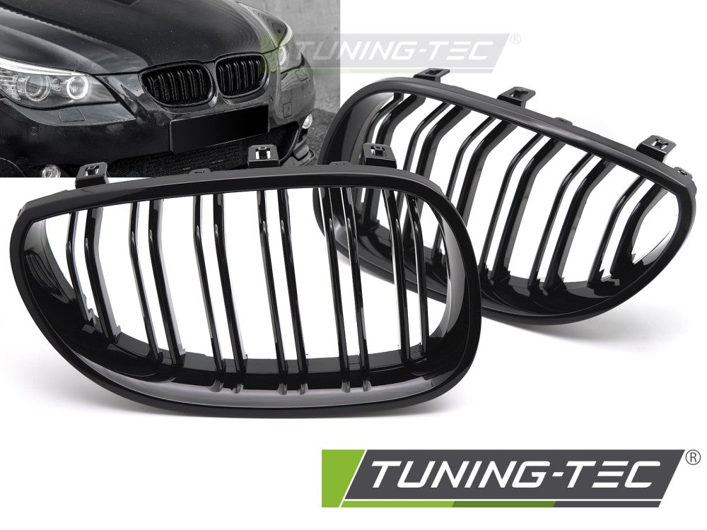 Griglia Sportiva Nera Lucida Doppia Barra per BMW Serie 5 (E60 / E61) 2003-2010