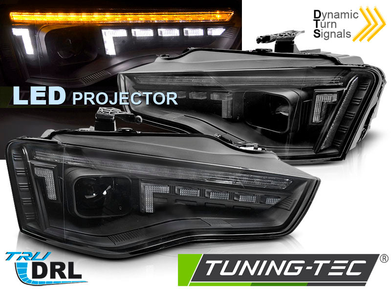 Fari Anteriori Neri Sequenziali per Audi A5 (8T Facelift) 2011-2016