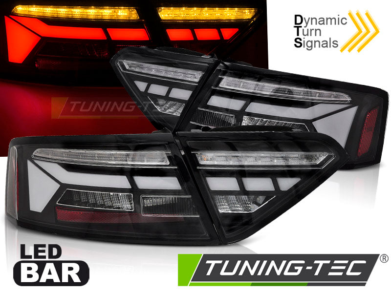 Fanali Posteriori Neri LED BAR Sequenziali per Audi A5 (8T Facelift) 2011-2016