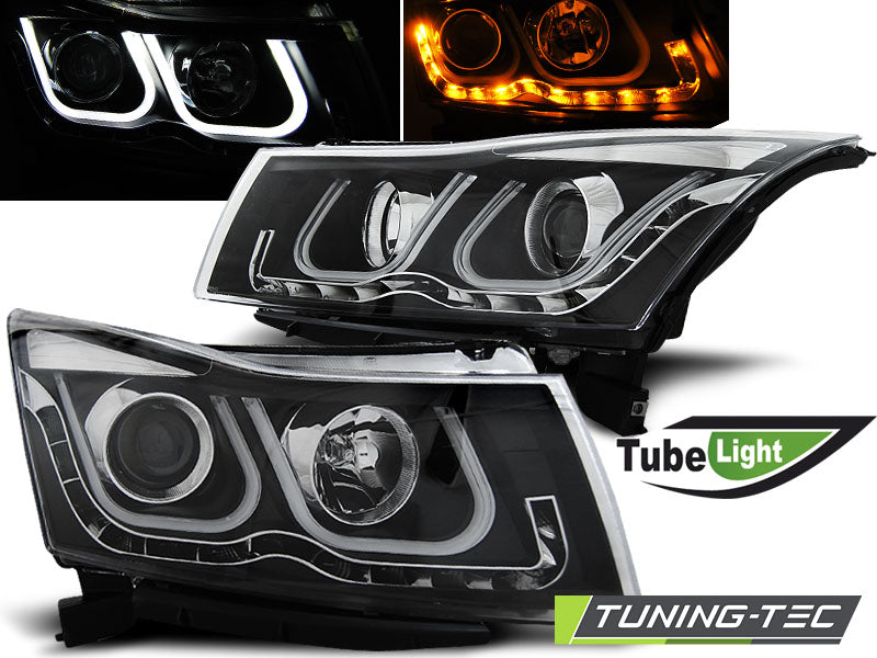 Fari Anteriori Neri Tube Light per Chevrolet Cruze (J300) 2009-2012