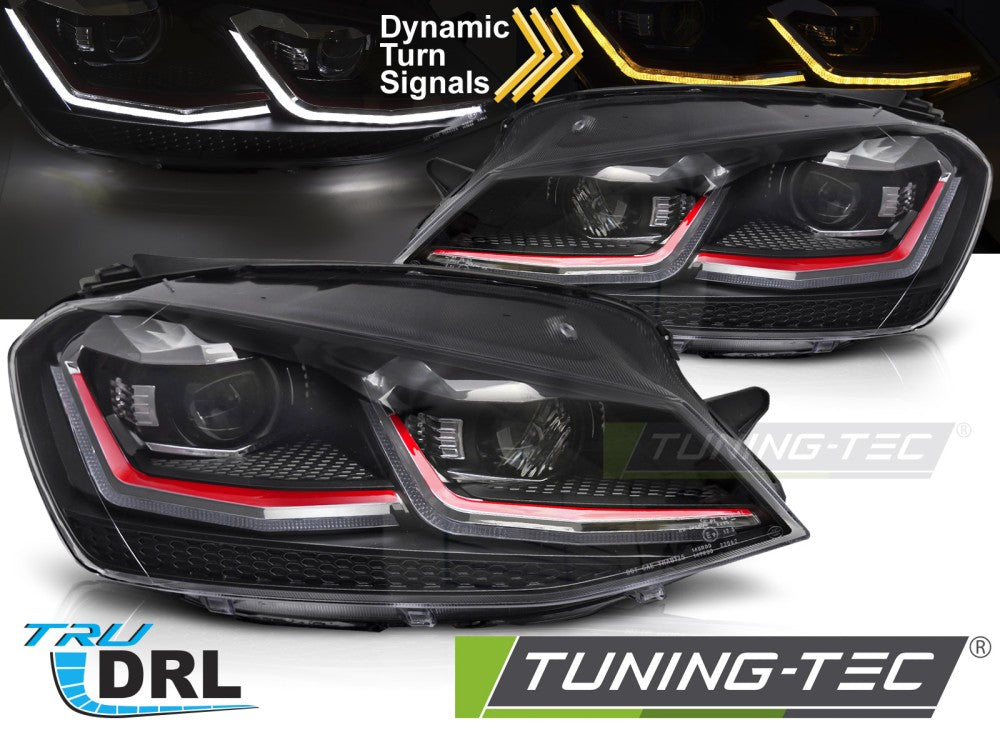 Fari Anteriori Rossi DRL Sequenziali per Volkswagen Golf GTI (Mk7) 2013-2017
