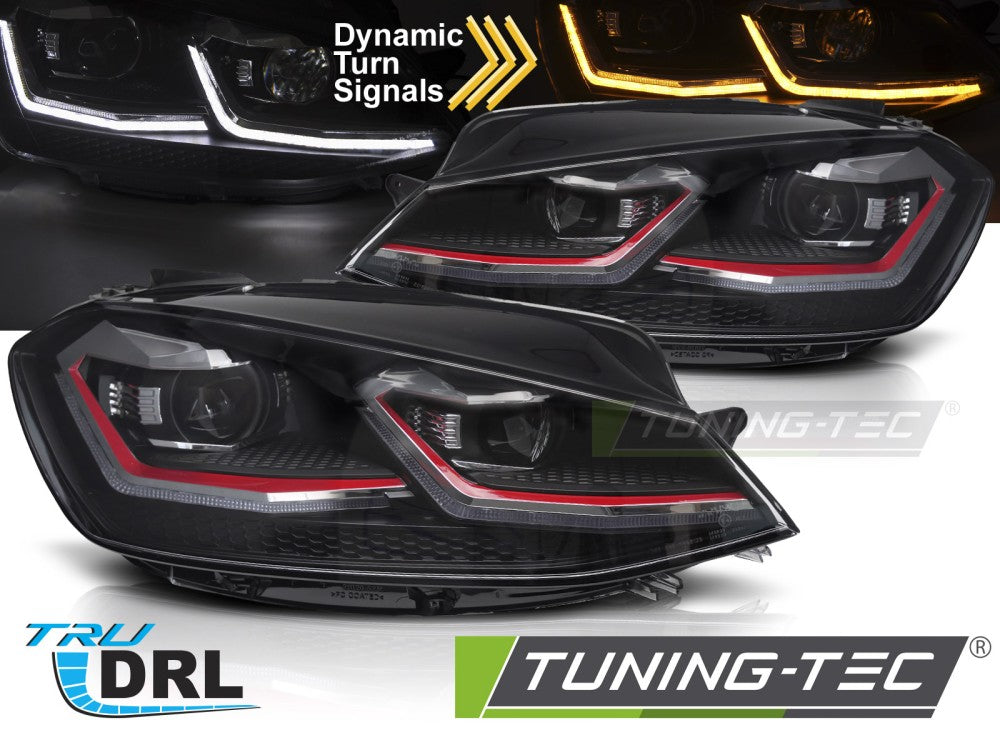 Fari Anteriori Rossi DRL Sequenziali per Volkswagen Golf (Mk7 Facelift) 2017-2019