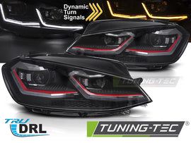 Fari Anteriori Rossi DRL Sequenziali per Volkswagen Golf (Mk7 Facelift) 2017-2019