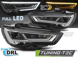 Fari Anteriori Full LED DRL Sequenziali per Audi A3 8V 2 porte Cabrio / A3 8V 3 porte Hatchback / A3 8V 4 porte Berlina / A3 8V 5 porte Sportback 2012-2016 – Coppia – cod. LPAUH1