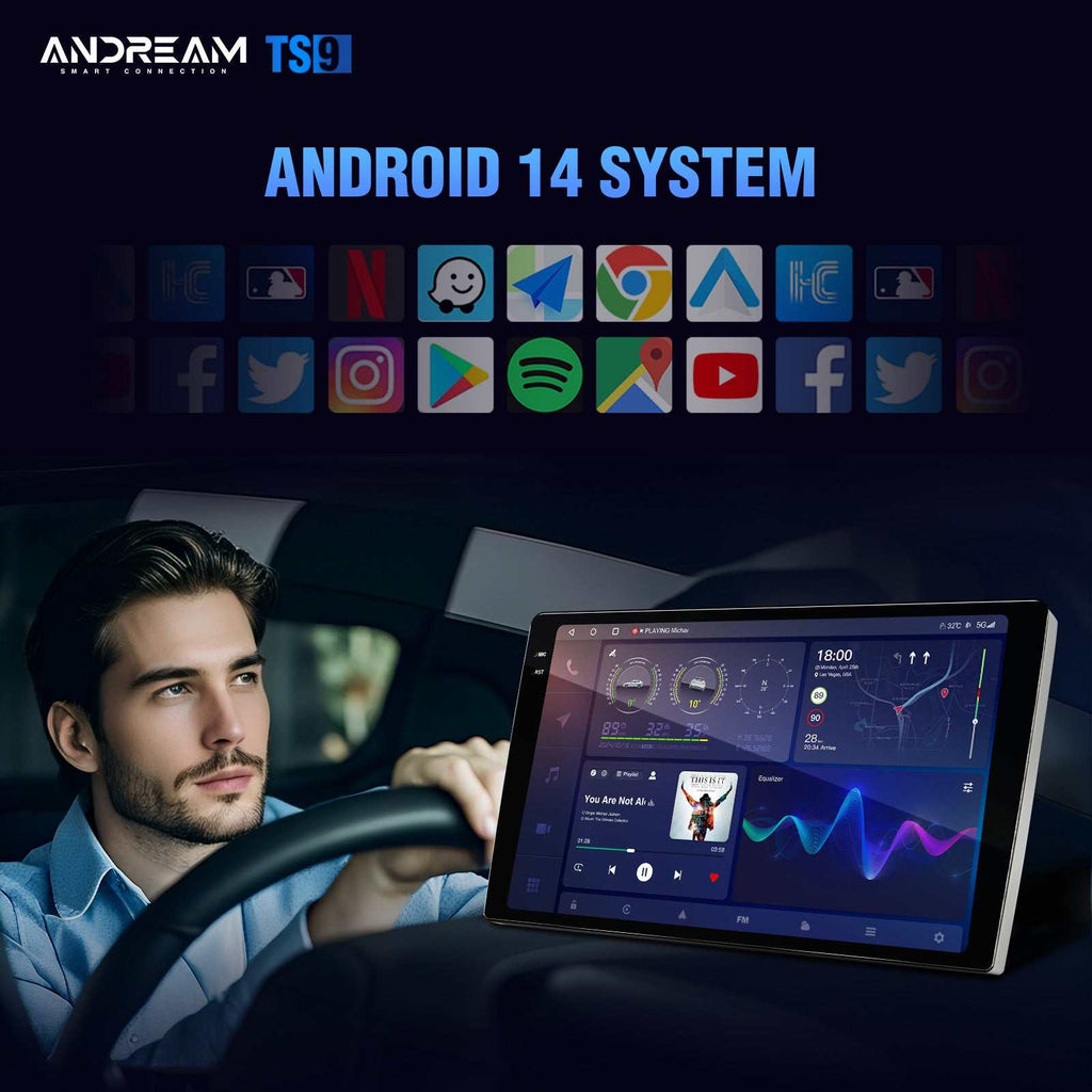 Andream Autoradio Android 14 Audi A4 S4 RS4 B6/B7: CarPlay, Android Auto, 9'' Touch HiFi.