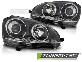Fari Anteriori Neri per Volkswagen Golf (Mk5) 2003-2009 – Coppia (omologati E32) – cod. LPVWZ5