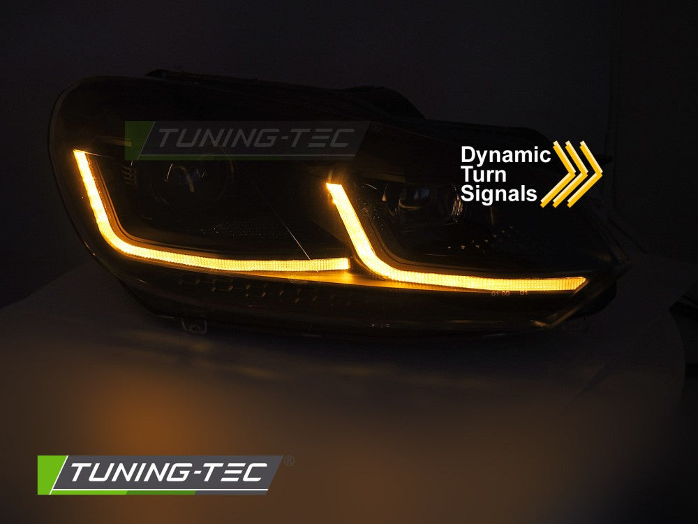 Fari Anteriori Neri DRL Sequenziali per Volkswagen Golf (Mk6) 2008-2012