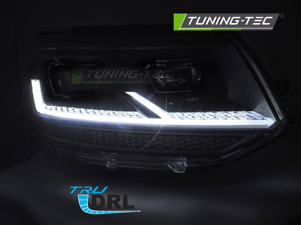 Fari Anteriori Neri DRL Sequenziali per Volkswagen T5 2010-2015