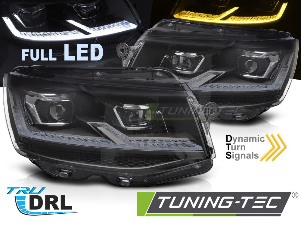 Fari Anteriori Neri Cromati DRL per Volkswagen T6 2015-2019