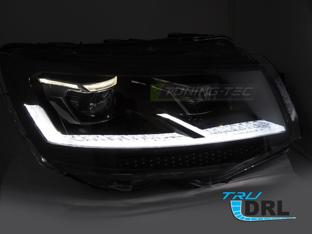 Fari Anteriori Neri Cromati DRL per Volkswagen T6 2015-2019