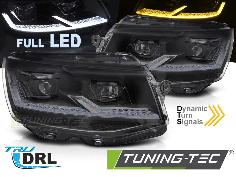 Fari Anteriori Neri DRL Sequenziali per Volkswagen T6 2015-2019