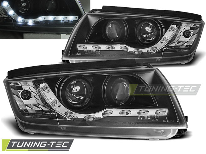 Fari Anteriori Neri Daylight per Skoda Fabia (Mk1 (6Y)) 1999-2008