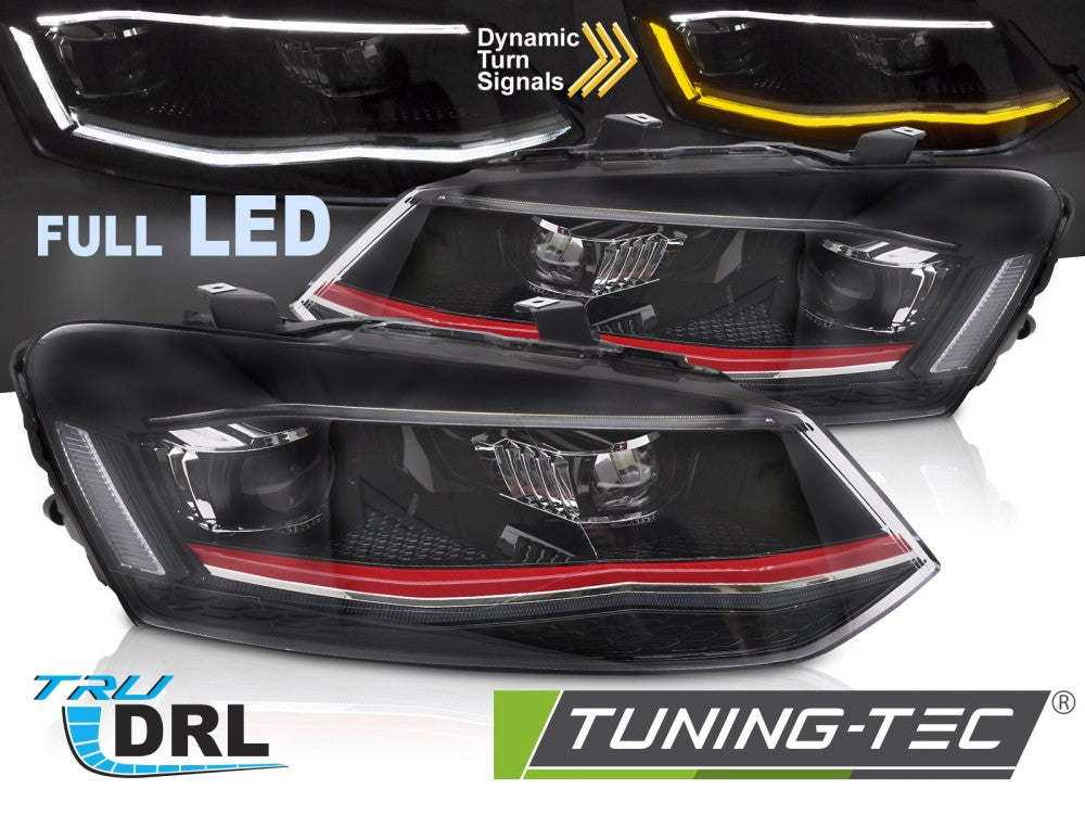 Fari Anteriori Rossi DRL Sequenziali per Volkswagen Polo (Mk5) 2009-2017
