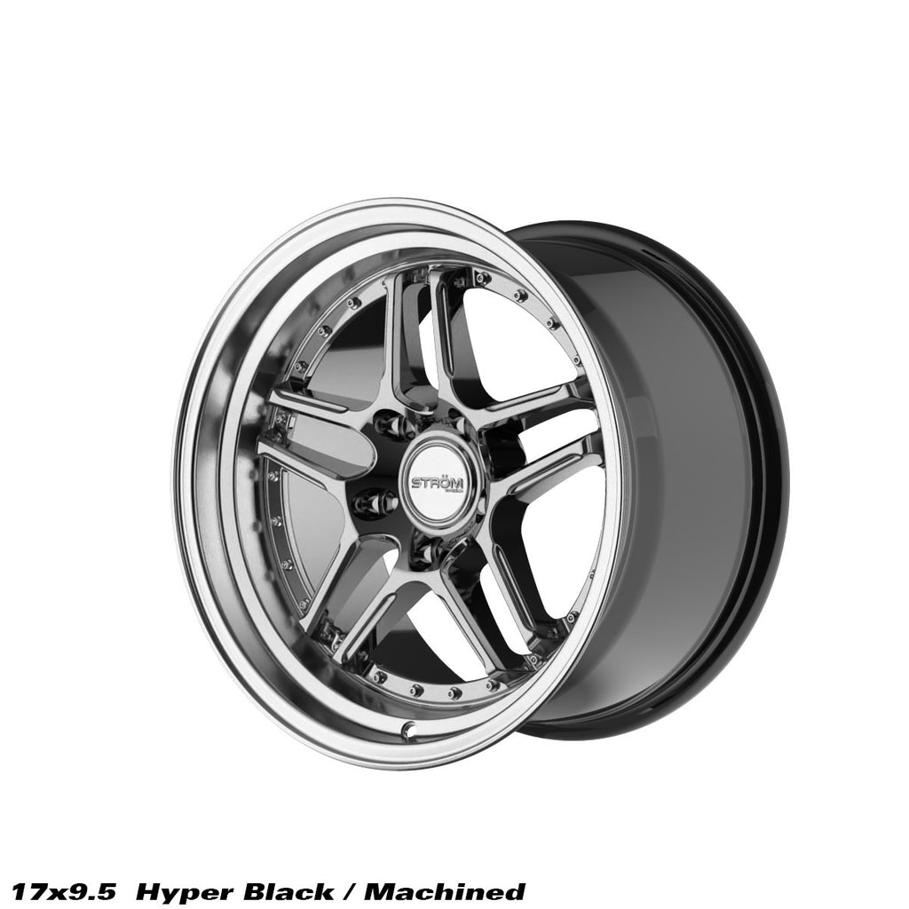 Cerchio in lega Ström DS-05 17x9.5 5x120 ET15 Hyper Black Polished Dish