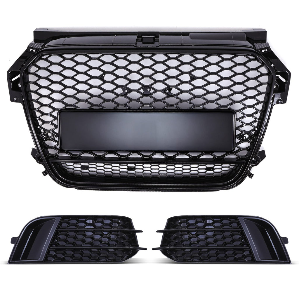 Kit Griglia RS e Cover Fari Fendinebbia Nero Lucido Audi A1 8X 10-15
