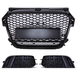Kit Griglia RS e Cover Fari Fendinebbia Nero Lucido Audi A1 8X 10-15