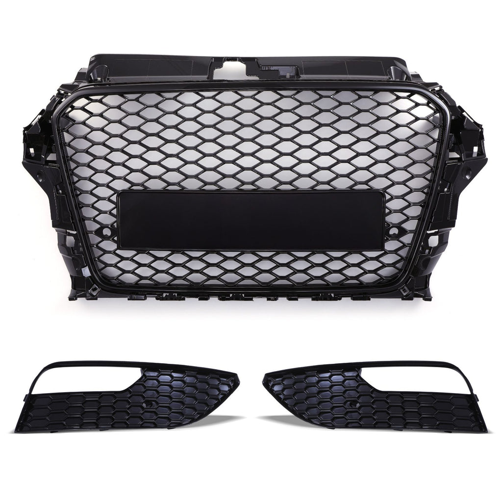 Kit Griglia Badgeless Stile RS3 e Cornici Fendinebbia Audi A3 8V 12-16
