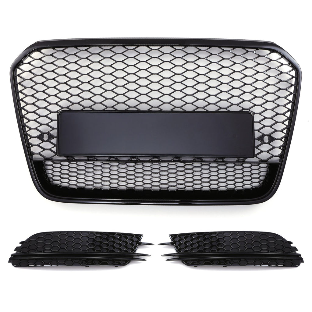 Griglia Anteriore a Nido d'Ape con Cornici Stile RS5 Nero Opaco Audi A6 C7 11-15