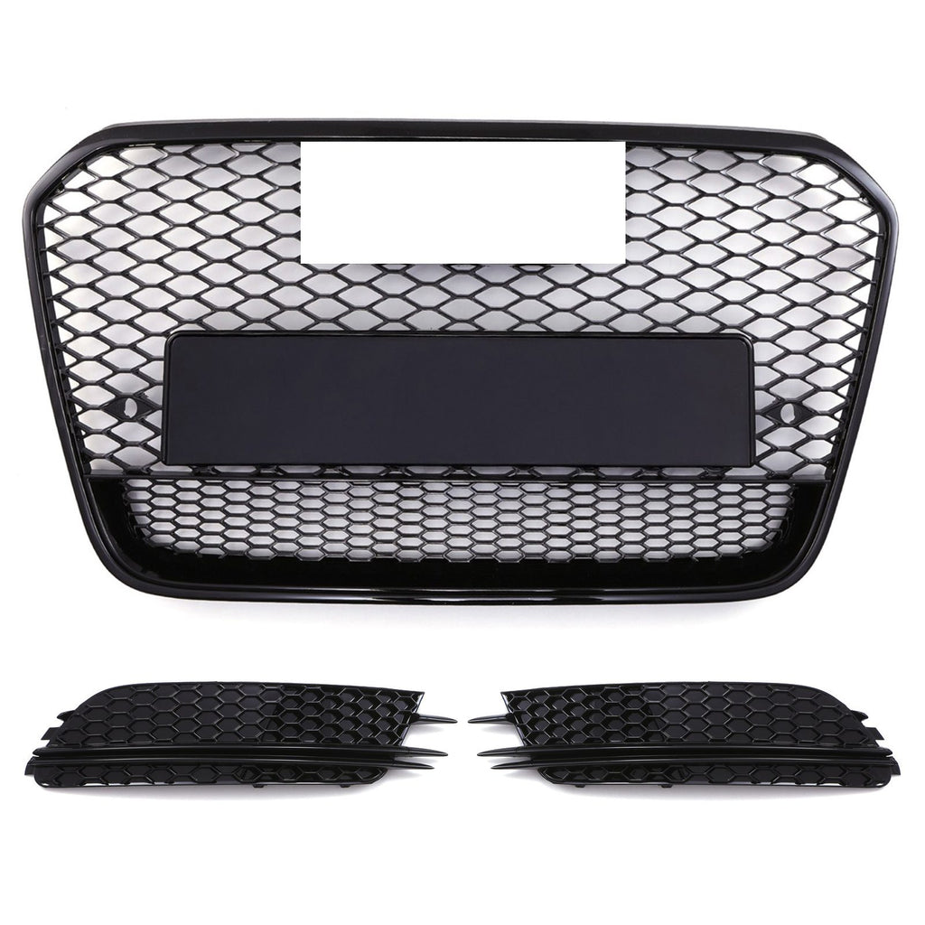 Griglia Anteriore a Nido d'Ape con Cornici Stile RS6 Nero Lucido Audi A6 C7 11-15